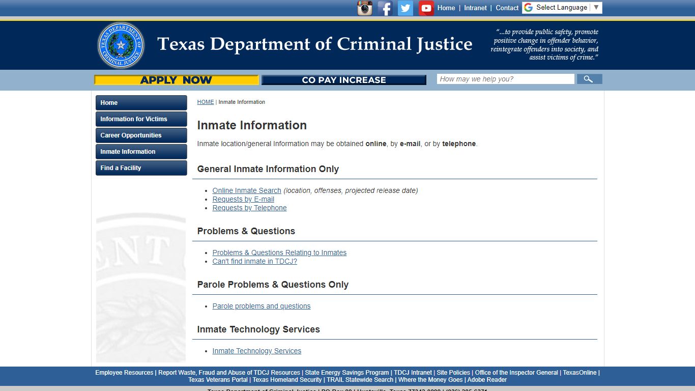 Inmate Information